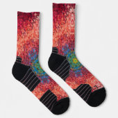 Digitaal Mandala Sinaasappel Blauw en Rood Sokken (Rechts)