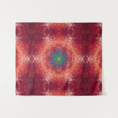 Digitaal Mandala Sinaasappel Blauw en Rood Wandkleed (Voorkant (horizontaal))