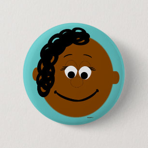Digitaal Meisje Gezicht Paardenstaart Donkere Huid Ronde Button 5,7 Cm