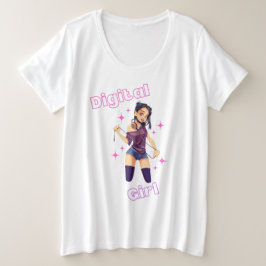 digitaal meisje met sterren grote maat t-shirt