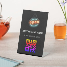 Digitaal menu QR-code voor restaurants Reclamebord Met Voetstuk