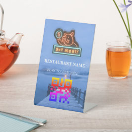 Digitaal menu QR-code voor restaurants Reclamebord Met Voetstuk