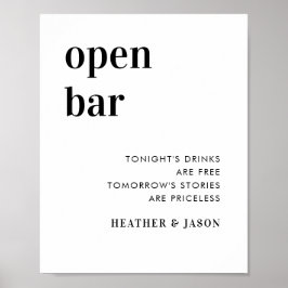 Digitaal minimalistisch vet trouwfeest open bar bo poster