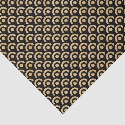 Digitaal modern zwart Gold geometrisch patroon Tissuepapier (Detail)