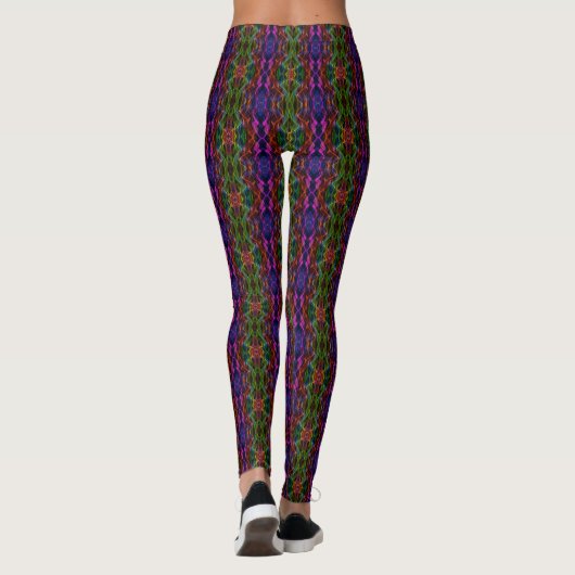 Digitaal Multicolored Retropatroon Leggings (Achterkant)