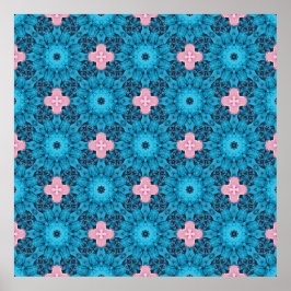Digitaal naadloos blauw Floral patroon Poster