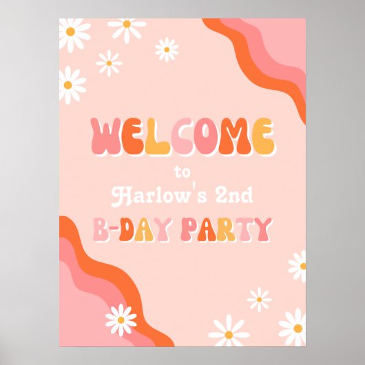 Digitaal of Gedrukt Groovy Welkomstbord Poster (Voorkant)