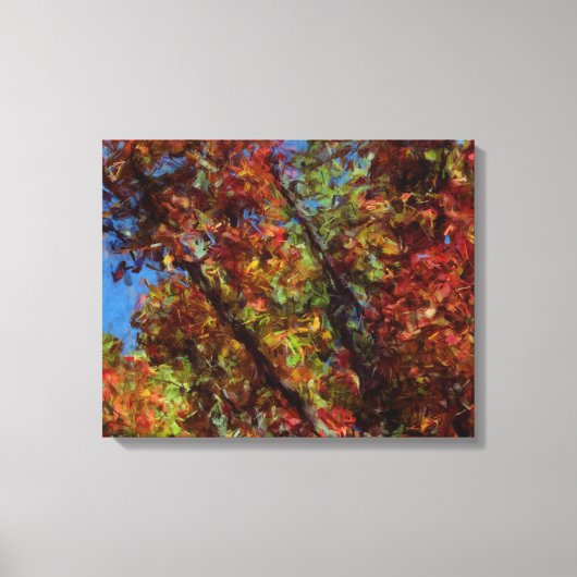 Digitaal olieverf herfstbomen canvasprint canvas afdruk (Voorkant)