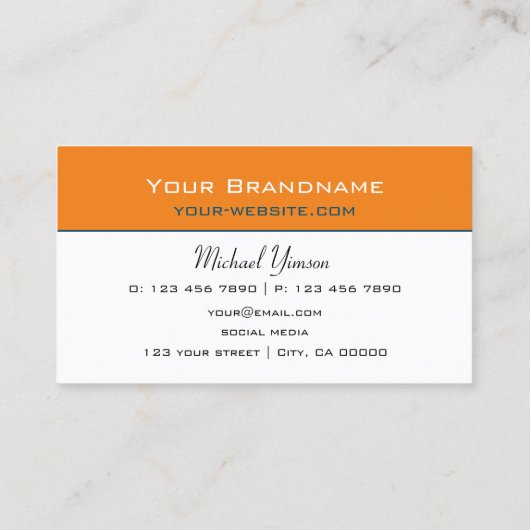 Digitaal Oranje en wit, eenvoudig, modern Visitekaartje (Achterkant)