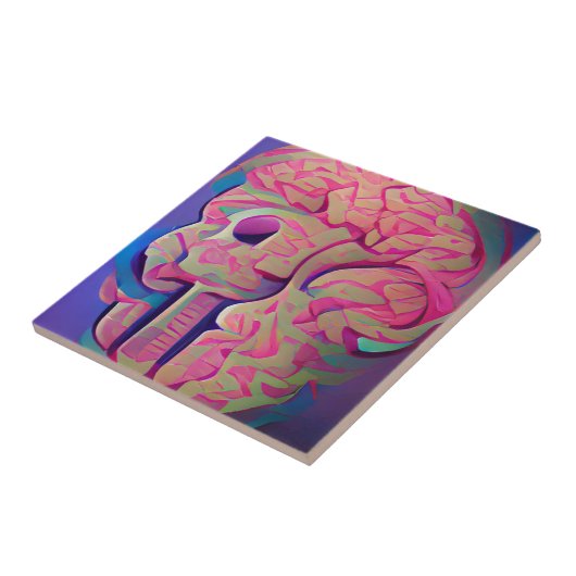 Digitaal paars  voor backlight hersengeometrie tegeltje (Zijkant)