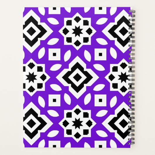 Digitaal Paars zwart en wit Geometrisch gepersonal Planner (Achterkant)