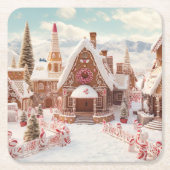 digitaal peperkoekdorp kartonnen onderzetters (Voorkant)