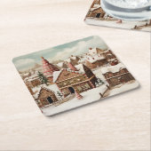  digitaal peperkoekdorp kartonnen onderzetters (Schuin)