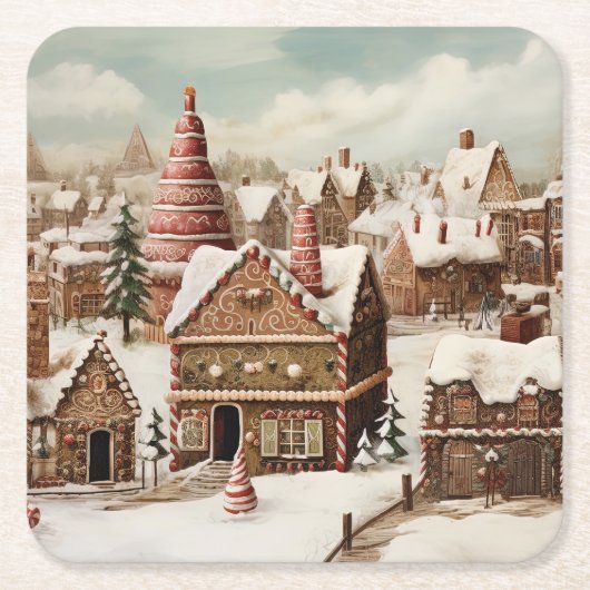  digitaal peperkoekdorp kartonnen onderzetters (Voorkant)