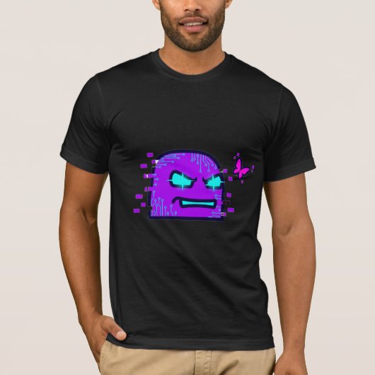 Digitaal personage met Cyberpunk Neon Butterfly T-shirt (Voorkant)