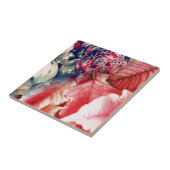 Digitaal Poinsettia en Vintage-kerstsierboeken Tegeltje (Zijkant)