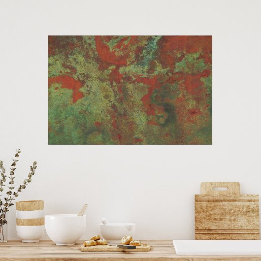 Digitaal rood en groen abstract poster (Keuken)