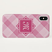 Digitaal roze met een modern diagonaal monogram Case-Mate iPhone case (Achterkant (horizontaal))