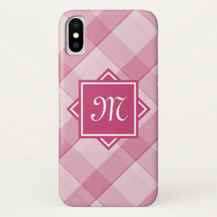 Digitaal roze met een modern diagonaal monogram Case-Mate iPhone case