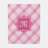 Digitaal roze met een modern diagonaal monogram fleece deken (Voorkant)