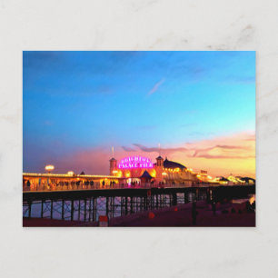 Digitaal schilderen - Brighton Pier Sunset Briefkaart