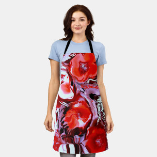 Digitaal schilderen met kleurrijke rode bloemen schort