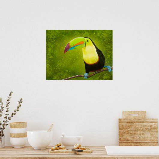Digitaal schilderen Tropisch Oerwoud Toucan Bird Poster (Keuken)