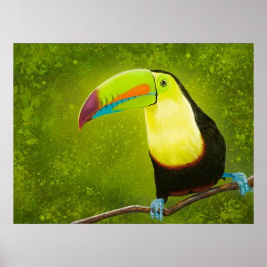 Digitaal schilderen Tropisch Oerwoud Toucan Bird Poster (Voorkant)