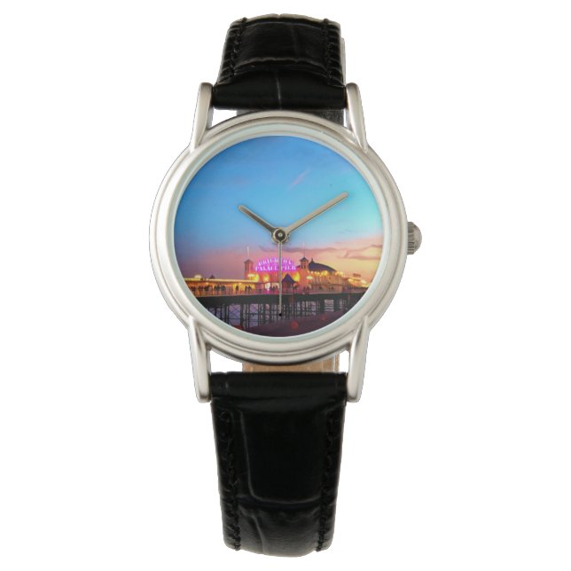 Digitaal schilderij - Brighton Pier Sunset Horloge (Voorkant)