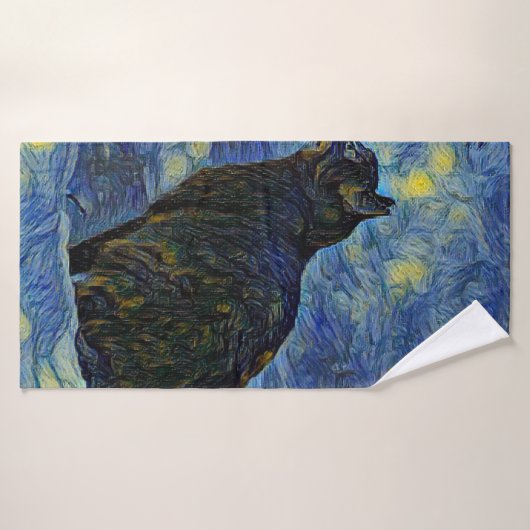 Digitaal schilderij Shambhala cat in Vincent Van G Badhanddoek (Badhanddoek)