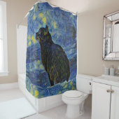 Digitaal schilderij Shambhala cat in Vincent Van G Douchegordijn (In situ)