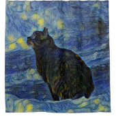 Digitaal schilderij Shambhala cat in Vincent Van G Douchegordijn (Voorkant)