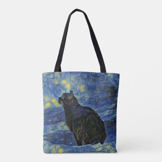 Digitaal schilderij Shambhala cat in Vincent Van G Tote Bag (Achterkant)