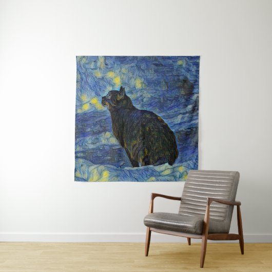 Digitaal schilderij Shambhala cat in Vincent Van G Wandkleed (In situ)