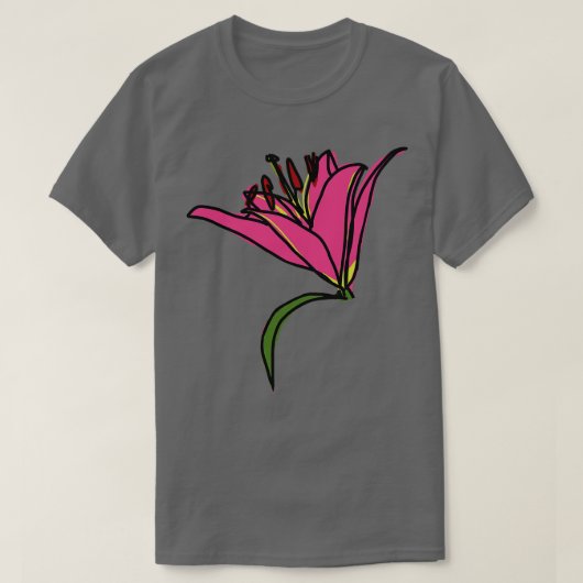 Digitaal schilderij van een roze leliebloem t-shirt (Design voorkant)