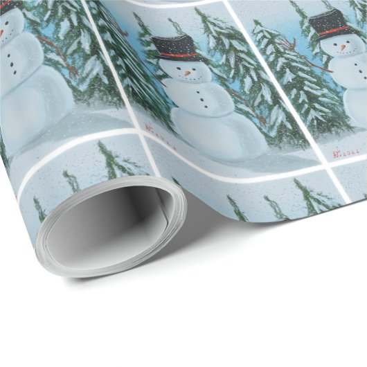 Digitaal schilderij van Snowman Cadeaupapier (Rol Hoek)