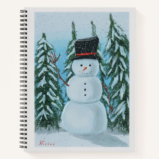 Digitaal schilderij van Snowman Notitieboek (Voorkant)