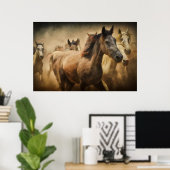 Digitaal schilderij van wilde paarden poster (Thuiskantoor)