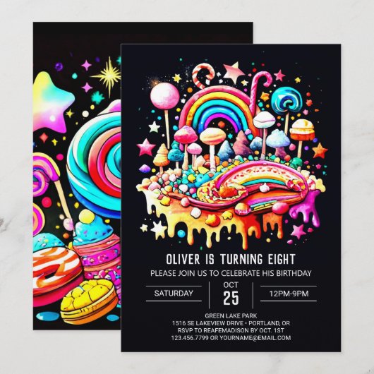 Digitaal Snoep Verjaardag Kaart (Voorkant / Achterkant)