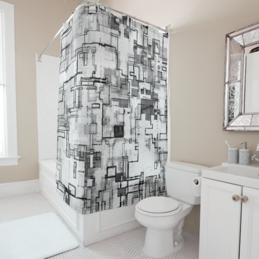 Digitaal stadscircuitontwerp douchegordijn (In situ)