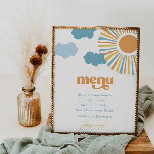 Digitaal Sun-Baby shower Menu Poster