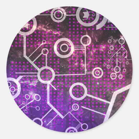 Digitaal universum ronde sticker (Voorkant)