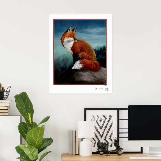 Digitaal verbeterd Poster met rode vos (Thuiskantoor)