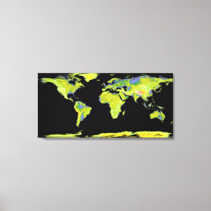 Digitaal verhogingsmodel van de continenten op Ea Canvas Afdruk