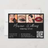 Digitaal visitekaartje 4 foto's QR-code Zwarte kaa Kaart (Voorkant)