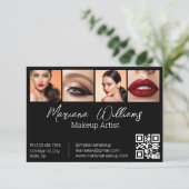 Digitaal visitekaartje 4 foto's QR-code Zwarte kaa Kaart (Staand voorkant)