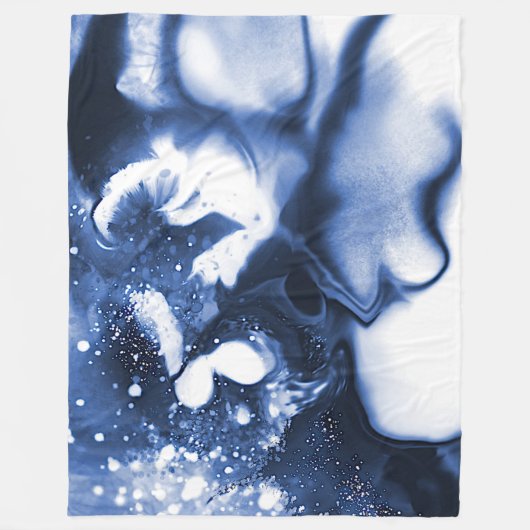 Digitaal vormgeven van blauw abstract ontwerp fleece deken (Voorkant)