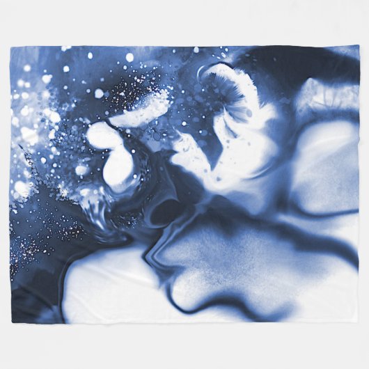 Digitaal vormgeven van blauw abstract ontwerp fleece deken (Voorkant (Horizontaal))