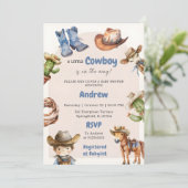 Digitaal  Western Boy Baby shower Kaart (Staand voorkant)