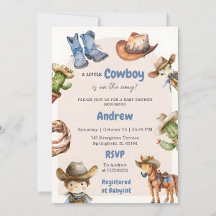 Digitaal  Western Boy Baby shower Kaart